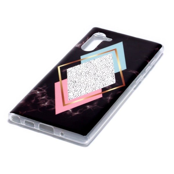 Marble Samsung Galaxy Note 10 cover - Blå Blomst / Rosa Marmor Multicolor