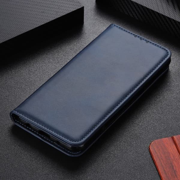 Lompakko-style Aitoa Nahkaa Läppäkotelo For Sony Xperia 5 II - Sininen Blue
