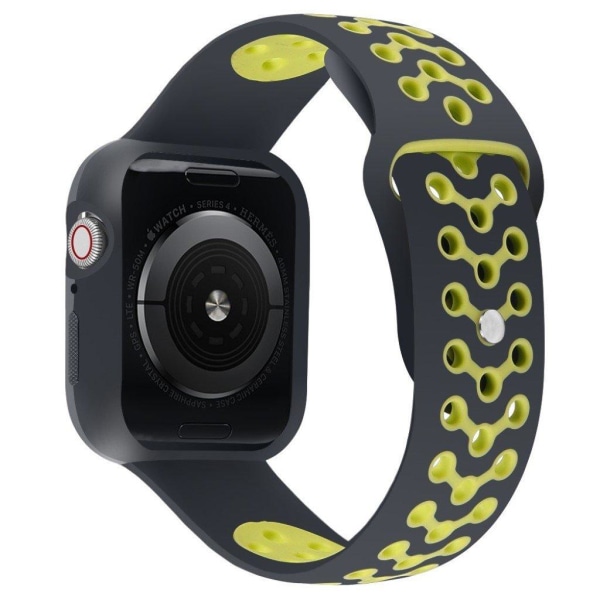 Apple Watch Series 4 40mm kaksisävyinen silikoninen ranneke - Musta / Keltainen Multicolor