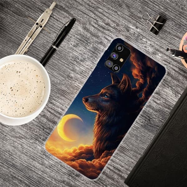 Deco Samsung Galaxy M51 Etui - Wolf / Moon Multicolor