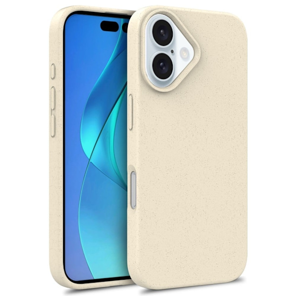 Til iPhone 16 Plus Etui Hvedestrå+TPU Telefoncover Komposterbart - Beige White