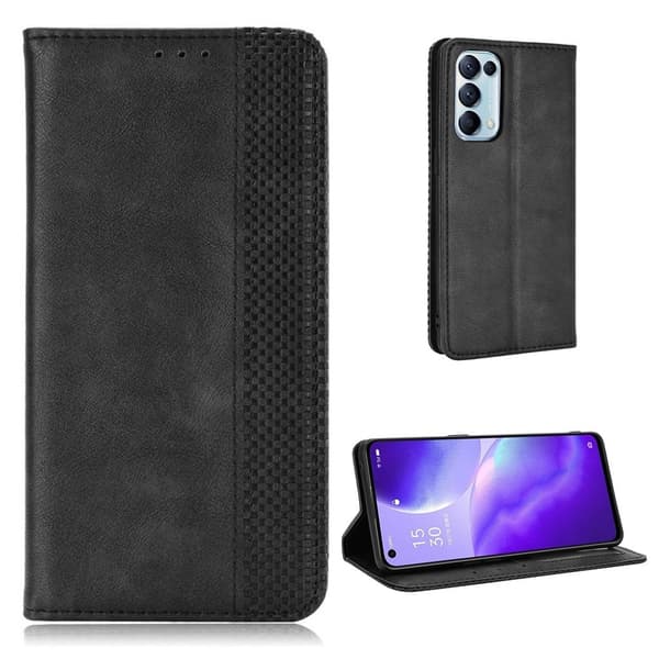 Bofink Vintage Oppo Reno5 5G Læder etui - Sort Black