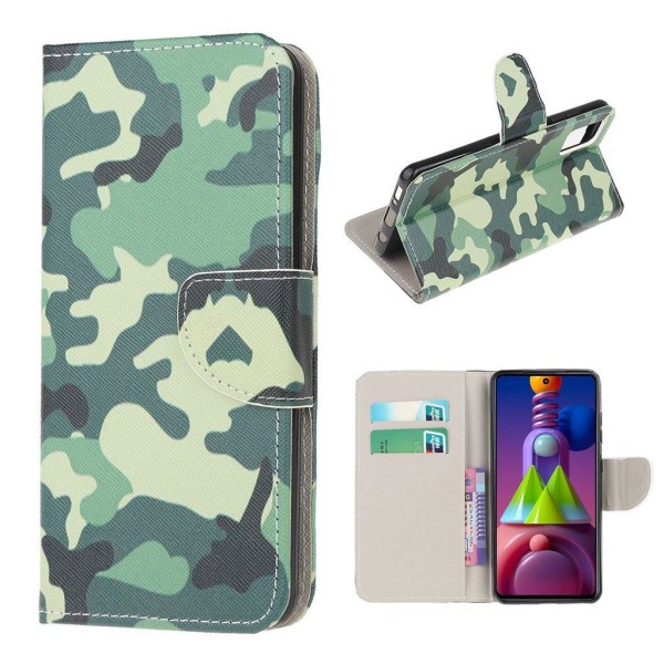 Wonderland Samsung Galaxy M51 flip kuoret - Naamiointi Green