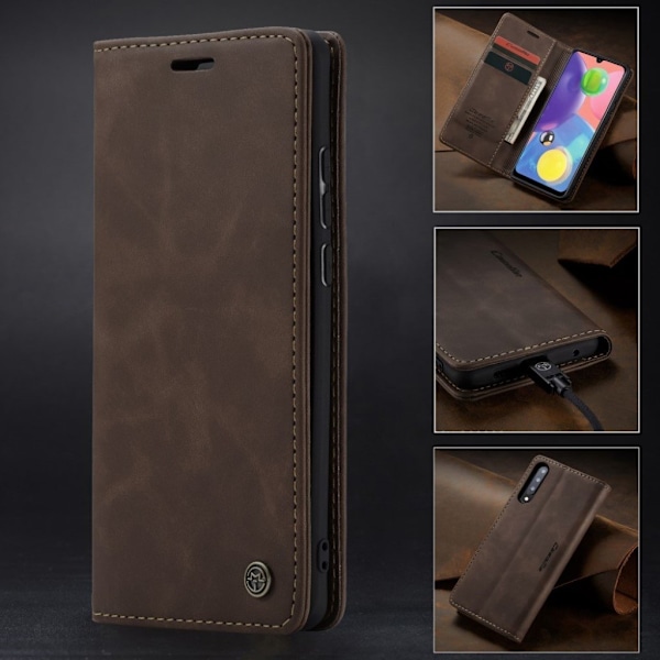 CaseMe Samsung Galaxy A70s Vintage kotelot - Kahvi Brown