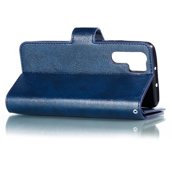 Crazy Horse Huawei P30 Pro læder flip etui - Blå Blue
