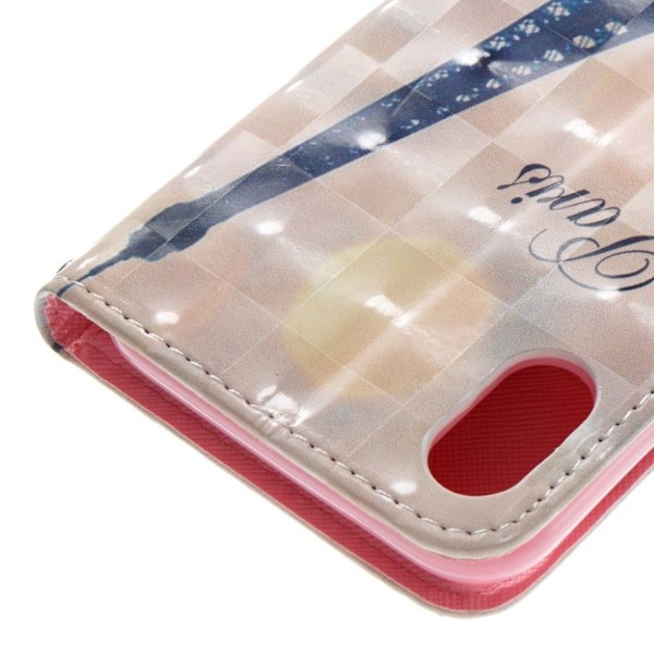iPhone XR mobilfodral syntetläder silikonmaterial stående plånbok - Eiffeltornet multifärg