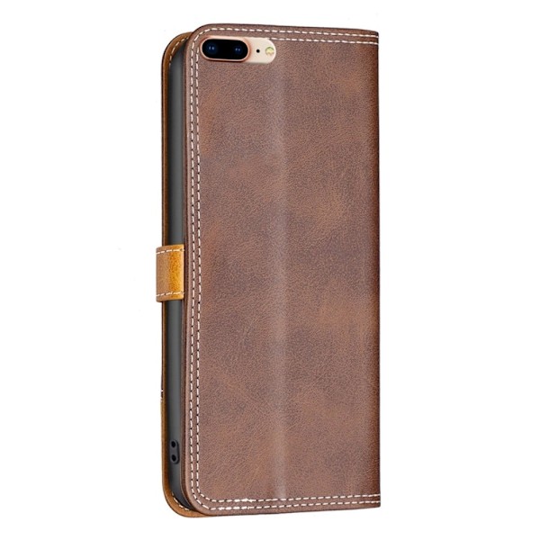 BINFEN tofarget læretui for iPhone 7 Plus - Brun Brown