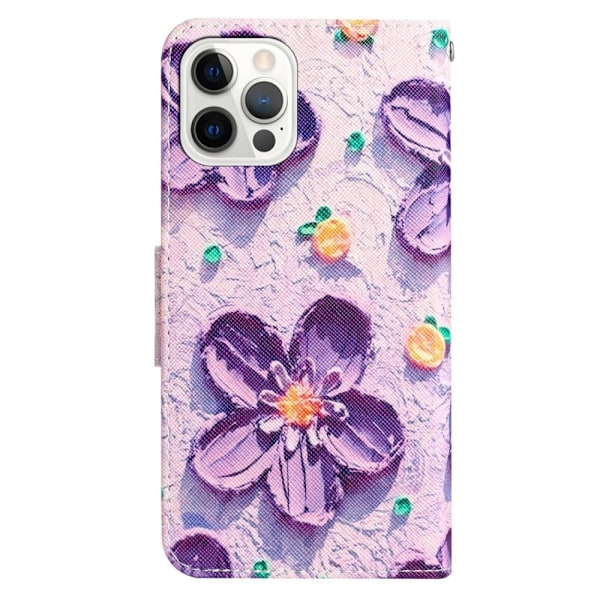 Wonderland iPhone 14 Pro Max Flippetui - Lilla Blomst Purple