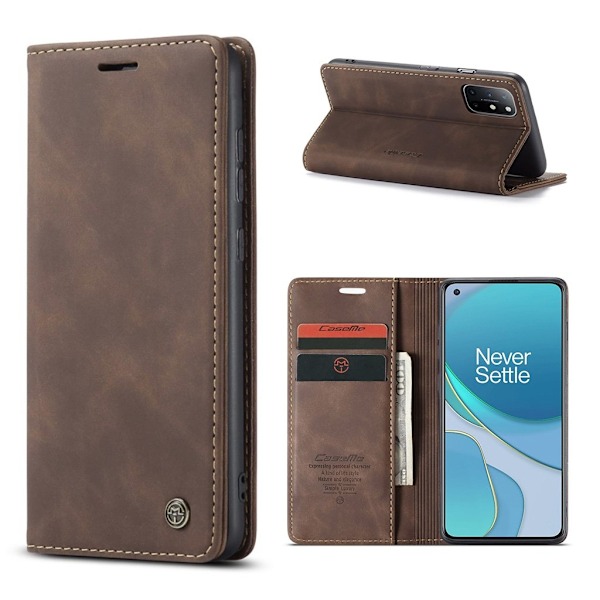 CaseMe OnePlus 8T vintage-kotelo - Kahvi Brown