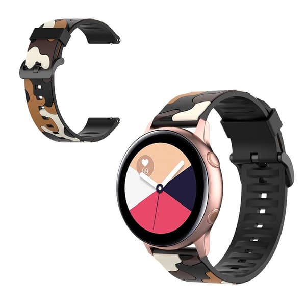 20mm Universal cool camouflage silicone watch strap - Brown Brun