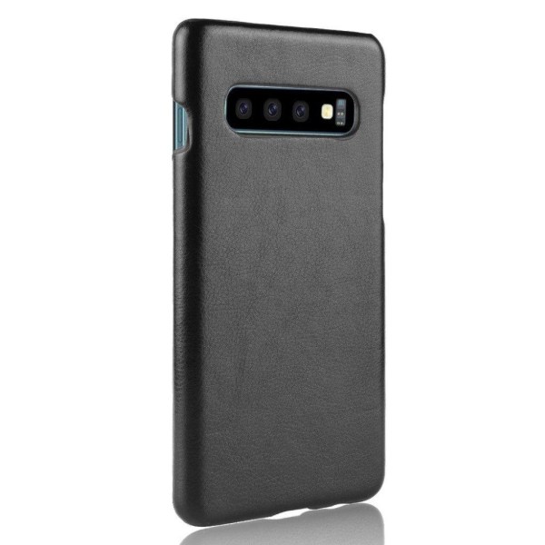 Samsung Galaxy S10 litchi läderfodral - Svart Svart