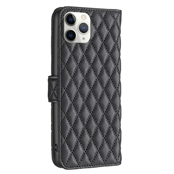 Rhombus mat iPhone 11 Pro flip etui - Sort Black