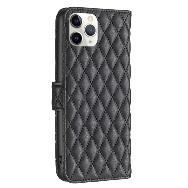 Rombemønster, matt flip-deksel for iPhone 11 Pro - Svart Black