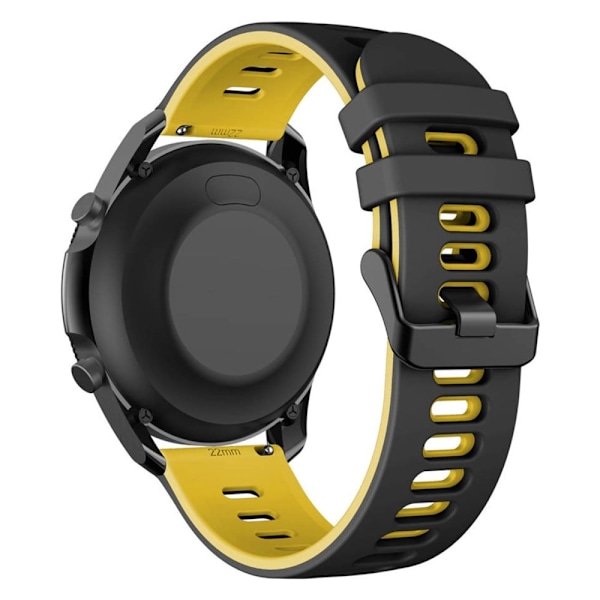 22mm Universal dual color silikone urrem - Sort / Gul Yellow