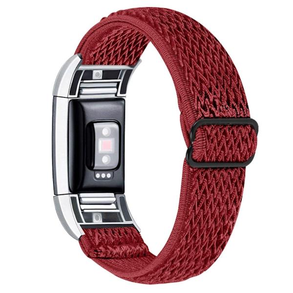 Fitbit Charge 2 nylon elastinen kellonhihna - Punainen Red