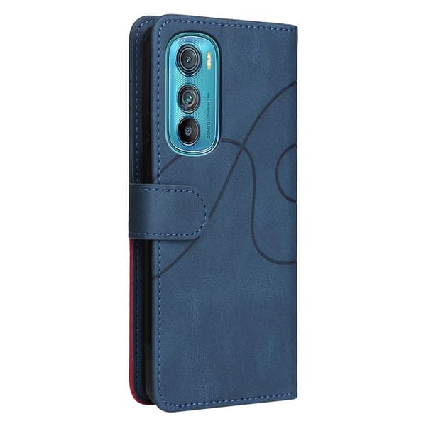 Tekstureret Motorola Edge 30 Ultra læderetui med rem - Blå Blue