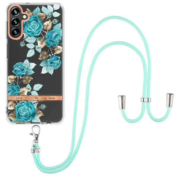 Slankt og holdbart softcover med lanyard til Samsung Galaxy A13 5G - Blå Rose Blue