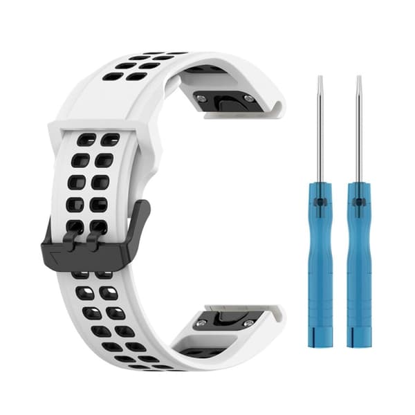 Garmin Enduro 2 / Tactix 7 / Fenix 7 tofarvet silikone urrem - Hvid / Sort White