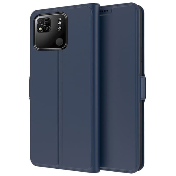 Glatt og tynt premium PU-skinnetui for Xiaomi Redmi 10C - Blå Blue