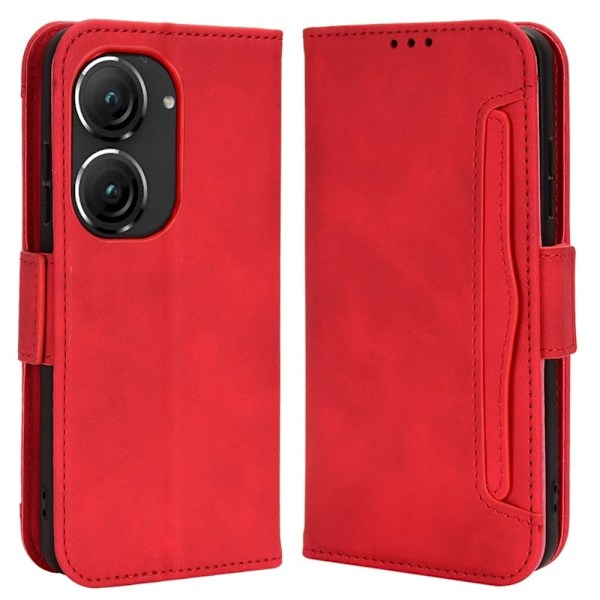 Stilfuldt Læder Etui med Pung til ASUS Zenfone 9 - Rød Red