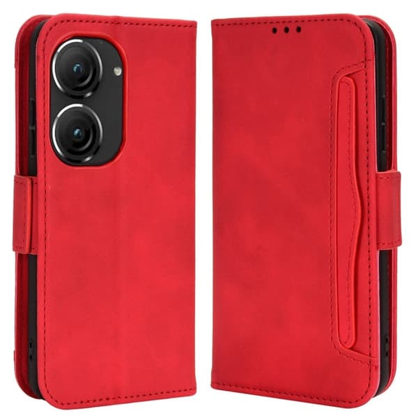 Stilig Læretui med Lommebok til ASUS Zenfone 9 - Rød Red