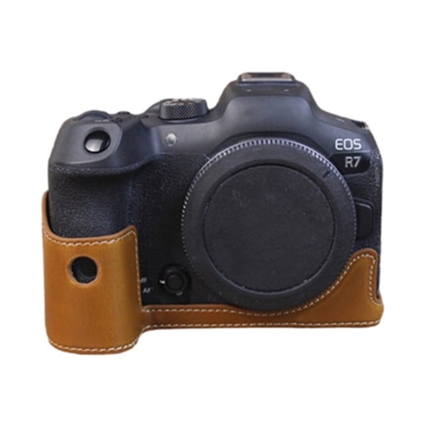 Canon EOS R7 läderöverdrag för halva kroppen - Brun Brun
