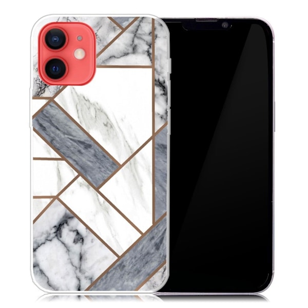 Marble iPhone 13 Suojakotelo - Harmaa / Valkoinen Marble Tile Silver grey