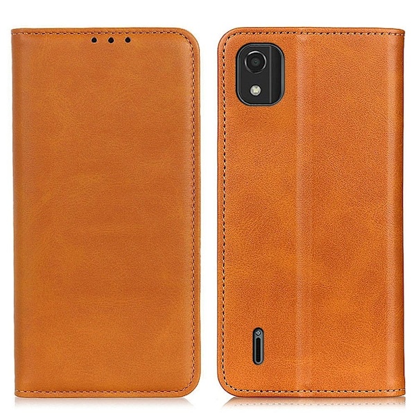Nokia C2 2nd Edition flip etui i ægte læder med pung – Brun Brown