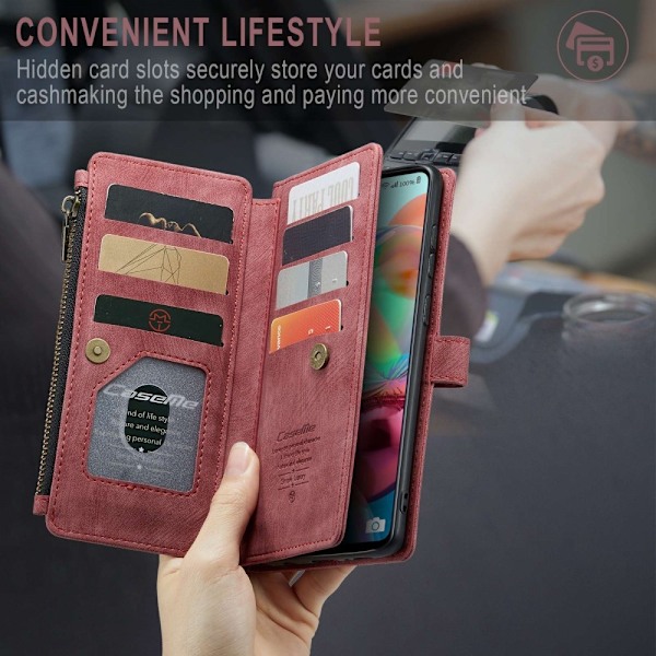 CaseMe Samsung Galaxy A71 etui med lynlås og pung - Rød Red