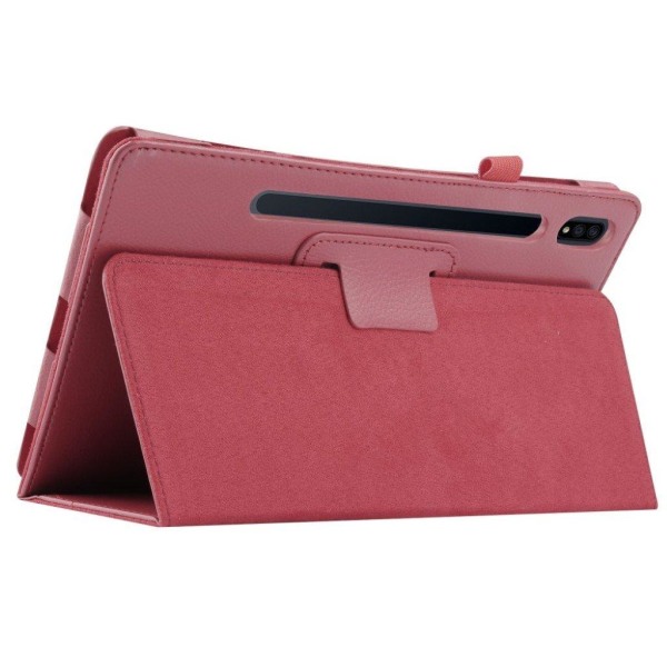 Samsung Galaxy Tab S7 Plus litchi læder flip etui - Rose Pink