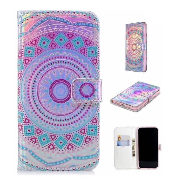 iPhone Xs Max laserskåret præget læder flip cover - Unik Blomst Multicolor