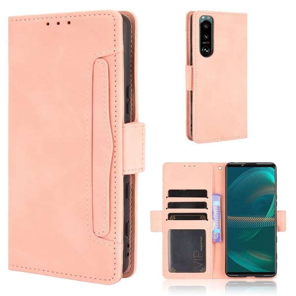 Modern-styled Læder Pung Etui til Sony Xperia 5 Iii - Lyserød Pink