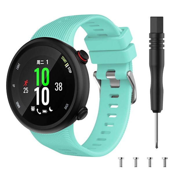 Garmin Forerunner 45S klockarmband med silverspänne i silikon - Cyan Grön