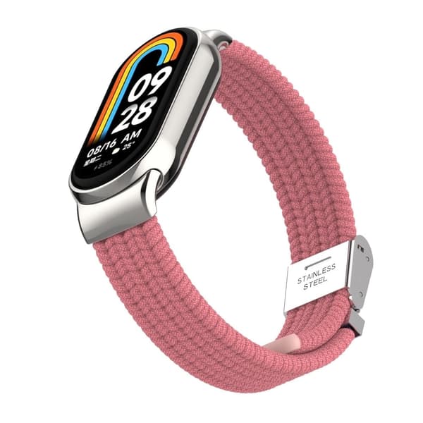 Nylon elastisk flettet stil stropp for Xiaomi Smart Band 8 - Rosa Pink