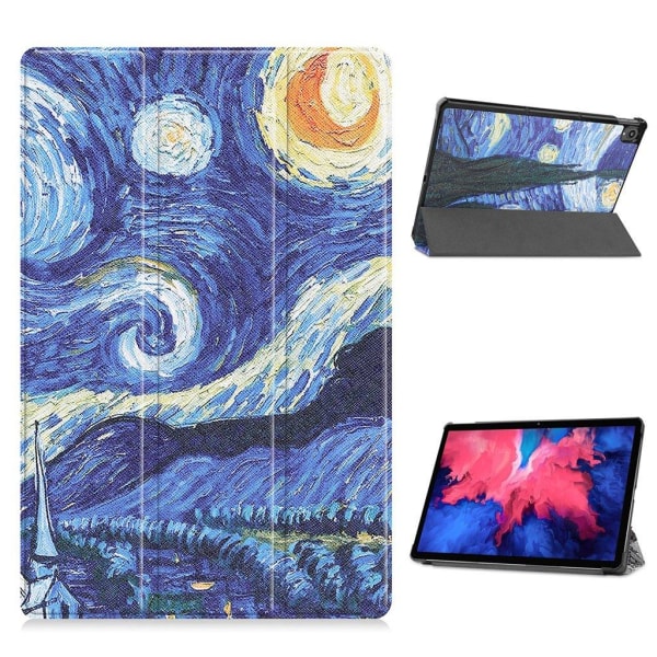 Lenovo Tab P11 patterned leather flip case - Painting Blue