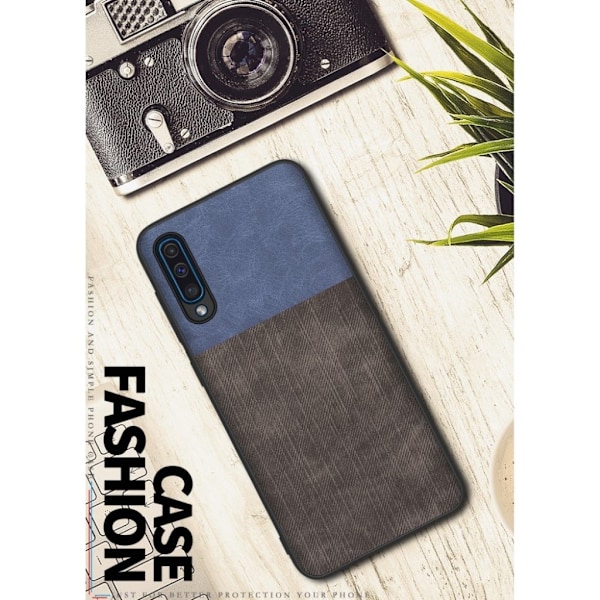 Samsung Galaxy A50 jeans tekstur deksel - Blå / Svart Blue