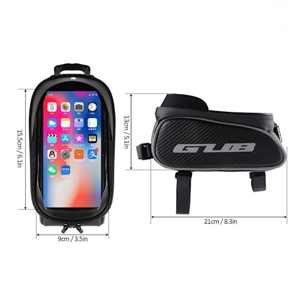 GUB 923 vandtæt cykeltaske til 6,6 tommer smartphone Black