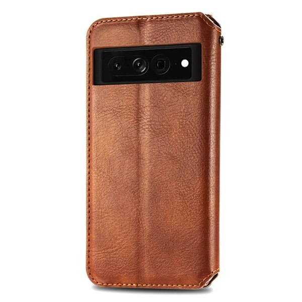 Läderfodral med A Snygg Rhombus Avtryck till Google Pixel 7 Pro - Brun Brun