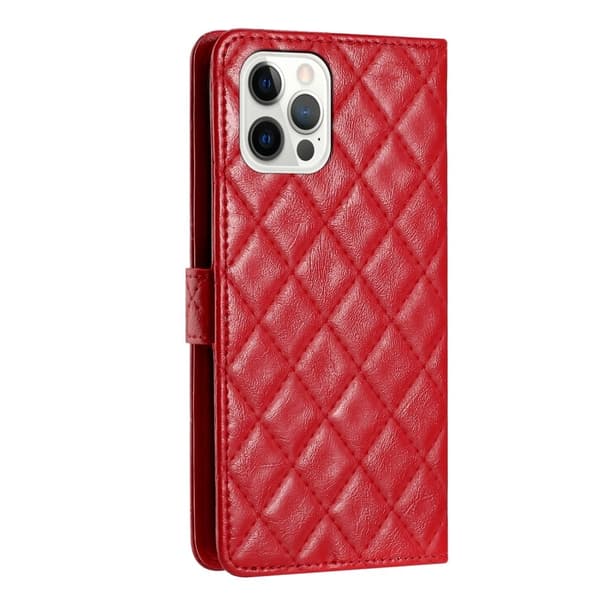 Funksjonelt rombe lommebokdeksel for iPhone 14 Pro Max - Rød Red