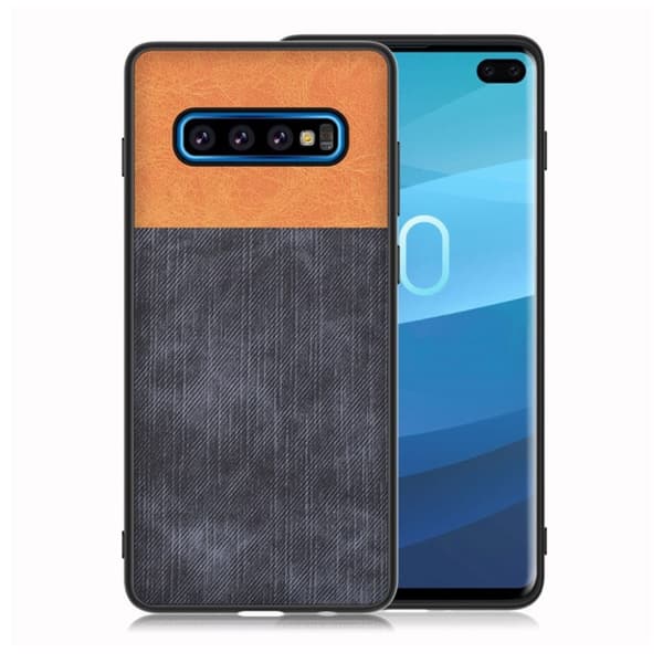 Jeans Samsung Galaxy S10 Plus flip case - Ruskea / Tummansininen Blue