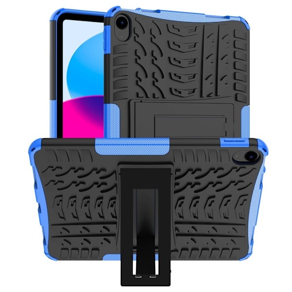 iPad 10.9 (2022) Stødsikkert tablet etui Dækstruktur Kickstand Heavy Duty Armor Blød Fleksibel Hård Bumpresistent Beskyttelsescover - Blå Blue