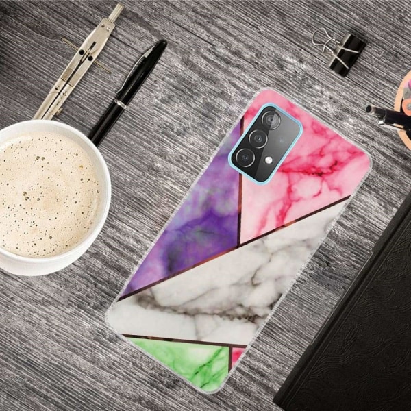 Marble design Samsung Galaxy A23 kotelot - Violetti / Ruusu / Valkoinen / Vihreä Multicolor