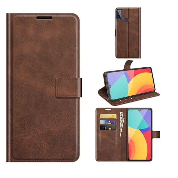 Lompakko Nahkakotelo For Alcatel 1l (2021) - Ruskea Brown