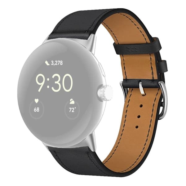 Google Pixel Watch aito nahkainen ranneke - Musta Black