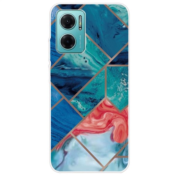 Marble design Xiaomi Redmi Note 11E cover - Blå Og Orange Marmor Multicolor