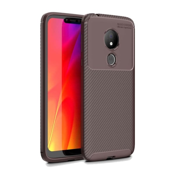 Motorola Moto G7 Power stötsäkert fodral i kolfiber - Brun Brun