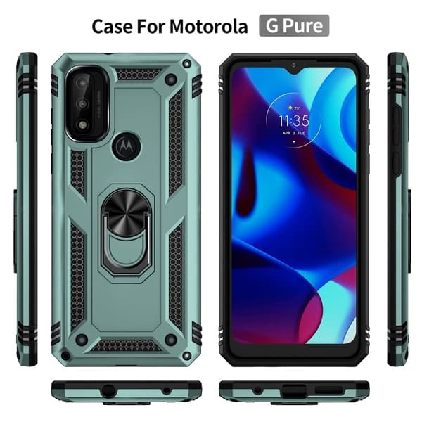 Bofink Combat Motorola G Pure Etui - Sortliggrøn Green