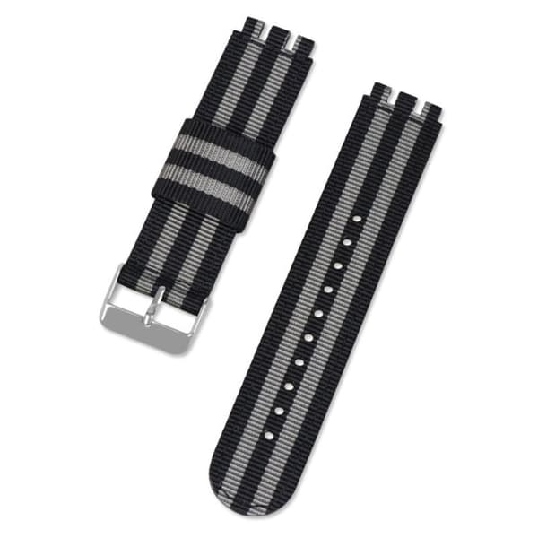 20mm Universal nylon + kangas kellohihna hopea solki - Musta / Harmaa Multicolor