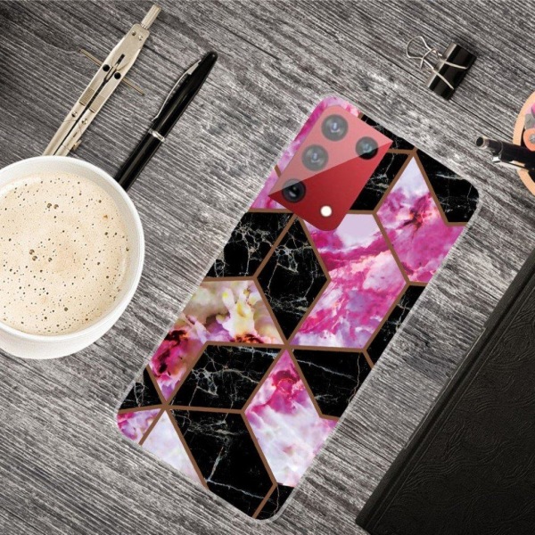 Marble Samsung Galaxy S21 Ultra Etui - Black and Rose Marble Multicolor