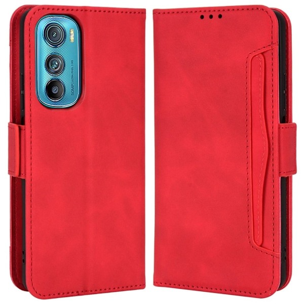 Motorola Edge 30 moderni nahkainen lompakkokotelo - Punainen Red